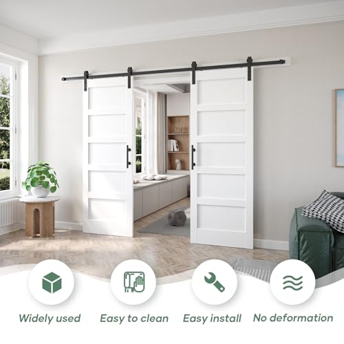 Image of Fredbeck Double 32 White Barn Door (64 barn Door with 11ft Hardware kit inlcuded
