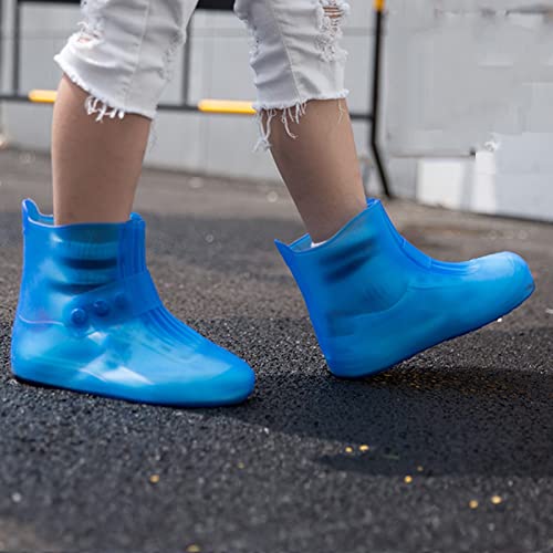 Cubrecalzado impermeable reutilizable de silicona para lluvia, apto para niños y adultos, apertura grande, fácil de poner y antideslizante (Color: Azul, Talla: XXL) miniatura 2