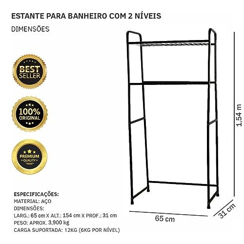 Rack Estante Lavanderia Maquina de Lavar Organizaçao Prateleira Aço Maxeb