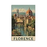 Italien-Reiseposter mit Florenz, Vintage-Poster, Leinwand, 
