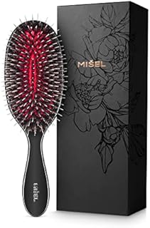 MISEL Professional Salon Approved Boar Bristle Hair Brush for Women and Men | Detangles Thin or Thick Natural Hair and Hair Extensions | Reduces Breakage | Great for Wavy and Straight Hair | Medium