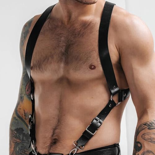 BDSMAGE Harness Leder Hosenträger Herren Gay Sissy Dessous Männer Reizwäsche für sex Fetisch Harness (B)
