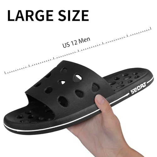 weilonghyw Plus Size Mens Shower Shoes Quick-Drying Bathroom Slippers with Drainage Hole Non-Slip Gym Slides Arch Support Pool Shower Sandals for Dorms2