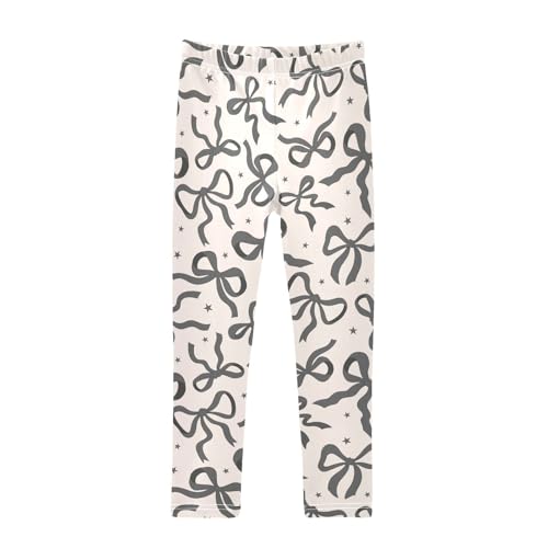 Girls Basic Leggings Baby Girls Pants Ribbon Bow Tie Soft Footless Stretchy Tights Pants 4-10Y