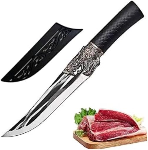 6 inch Boning Knife Hand Forged Chef Knives Sharp Butcher Knife High Carbon 7Cr17Mov Fillet Knife Viking knife, 2023 Gift for Women and Men, Kitchen Outdoor Camping