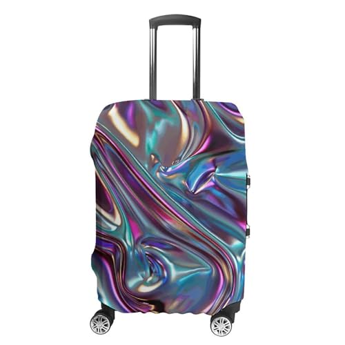 Suitcase Covers for Luggage Washable Luggage Cover Iridescent Liquid Metal Luggages Wheel Covers Elastic Travel Carry On Suitcase Cover Travel Luggages Protector Sleeve Fit 29-32 Inch XL