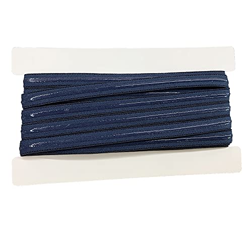 xmf Multi Colors Stretchy Silicone Elastic Tape 10mm Width for Garment Accessory 5 Yards per Roll (Navy)