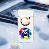 Smart Display Voice Control Butane Windproof Dual Flame Torch Lighter, Rechargeable/Refillable Flashlight Lighter, Outdoor Camping Travel Gift(D)