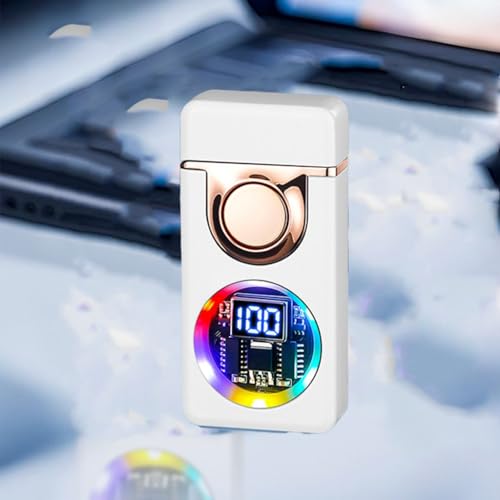 Smart Display Voice Control Butane Windproof Dual Flame Torch Lighter, Rechargeable/Refillable Flashlight Lighter, Outdoor Camping Travel Gift(D)