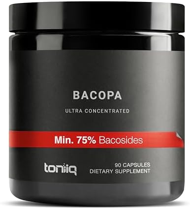 Ultra High Strength Bacopa (Non-GMO) - 50% Bacosides - 500mg - 28X Concentrated Extract - Highly Concentrated and Highly Bioavailable - 90 Capsules