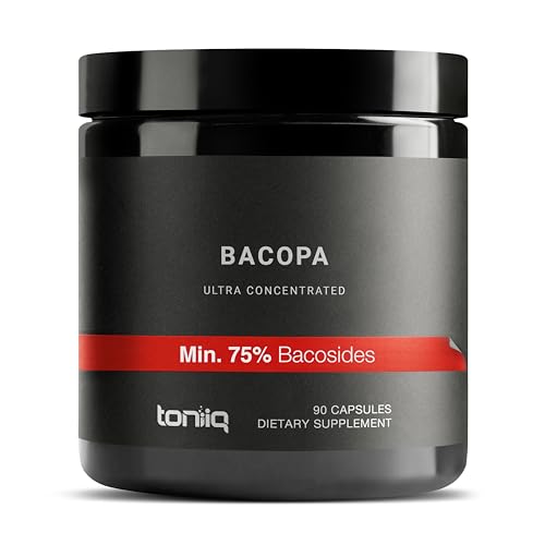 Toniiq Bacopa - Ultra High Potency 45:1 Extract with 75% Bacosides - Highly Concentrated - Third-Party Lab Tested - 90 Capsules