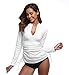 Women's UV Sun Protection UPF 50+ Long Sleeve Rash Guard Wetsuit Swimsuit Top (901 XS, White)