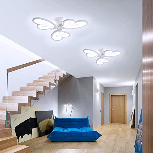 Modern Ceiling Light Fixtures, 33W Creative Butterfly Shape Led Ceiling Lamps,Close To Ceiling Lighting Fixture,Acrylic Led Chandeliers For Hallway Aisle Bedroom Living Room Lights (6000K White Light) #TOP7