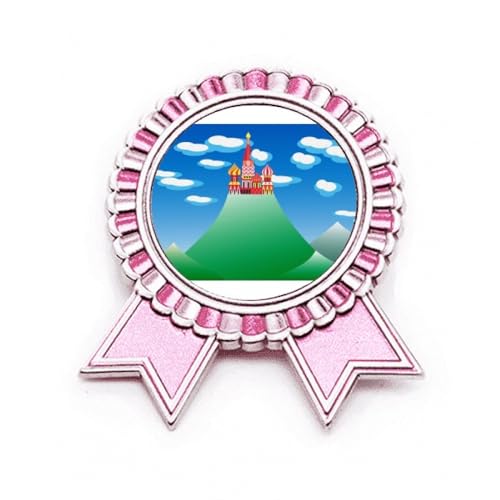 Broche chinoise Château de Nuage rose métal pour égayer un costume