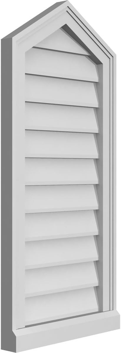 GVSPE16X3403SN-07 Peaked Top Brickmould Sill Frame, Primed Tan Signature Series Surface Mount Gable Vents, 16-in. W x 34-in. H, Unfinished