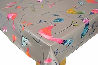 Karina Home Round Barmy Birds Taupe PVC Oilcloth Tablecloth (Taupe, Round 138cm)