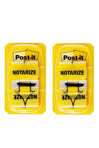 Image of Post-it Message Flags, inchNotarize inch, Yellow, 1-Inch Wide, 50 /Dispenser, 2-Dispensers /Pack | Removable Page Markers to Mark Tax, Real Estate, and Legal Documents