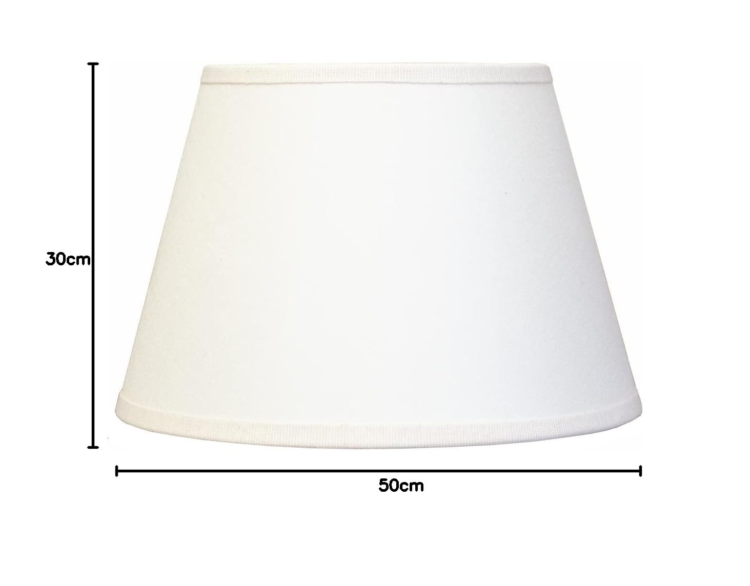 Pantalla de repuesto para lámpara de mesa redonda de algodón blanco marfil, diámetro 50 cm, con casquillo grande E27, cosida a mano, fabricada en Italia