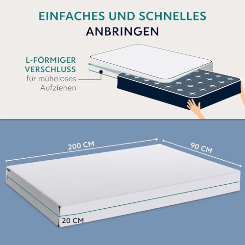 Dreamzie Matratzenbezug 90 x 200 (20cm) gegen Milben und Bettwanzen - Milbenbezug Matratzen Komplett mit Reißverschluss - Matratzenschoner 90 x 200 für Allergiker - Wasserdicht, Bi-Ome und Öko-Tex