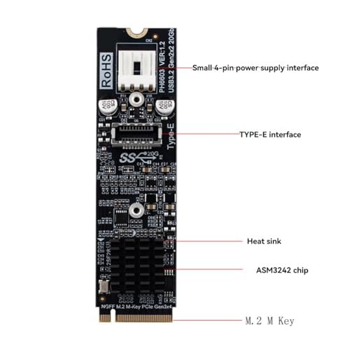 Tarjeta M.2 NVMe de 20 Gbps con chip ASM3242 para expansión de placa base PH6603 3