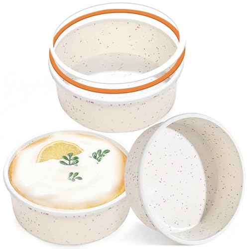 AOTASO 4 Inch Silicone Round Cake Pans with Metal Reinforced Frame Nonstick Mini Smash Cake Molds for Baking BPA Free Set of 3 for Babys First Birthday Small Cakes Desserts (Cream)