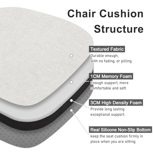 Image of baibu 14x14 Memory Foam Metal Chair Cushions Set of 2, Dual-Layer Design Non-Slip Metal Dining Chair Pads Kitchen Seat Cushion with Machine Washable Cover, 2 Counts, White