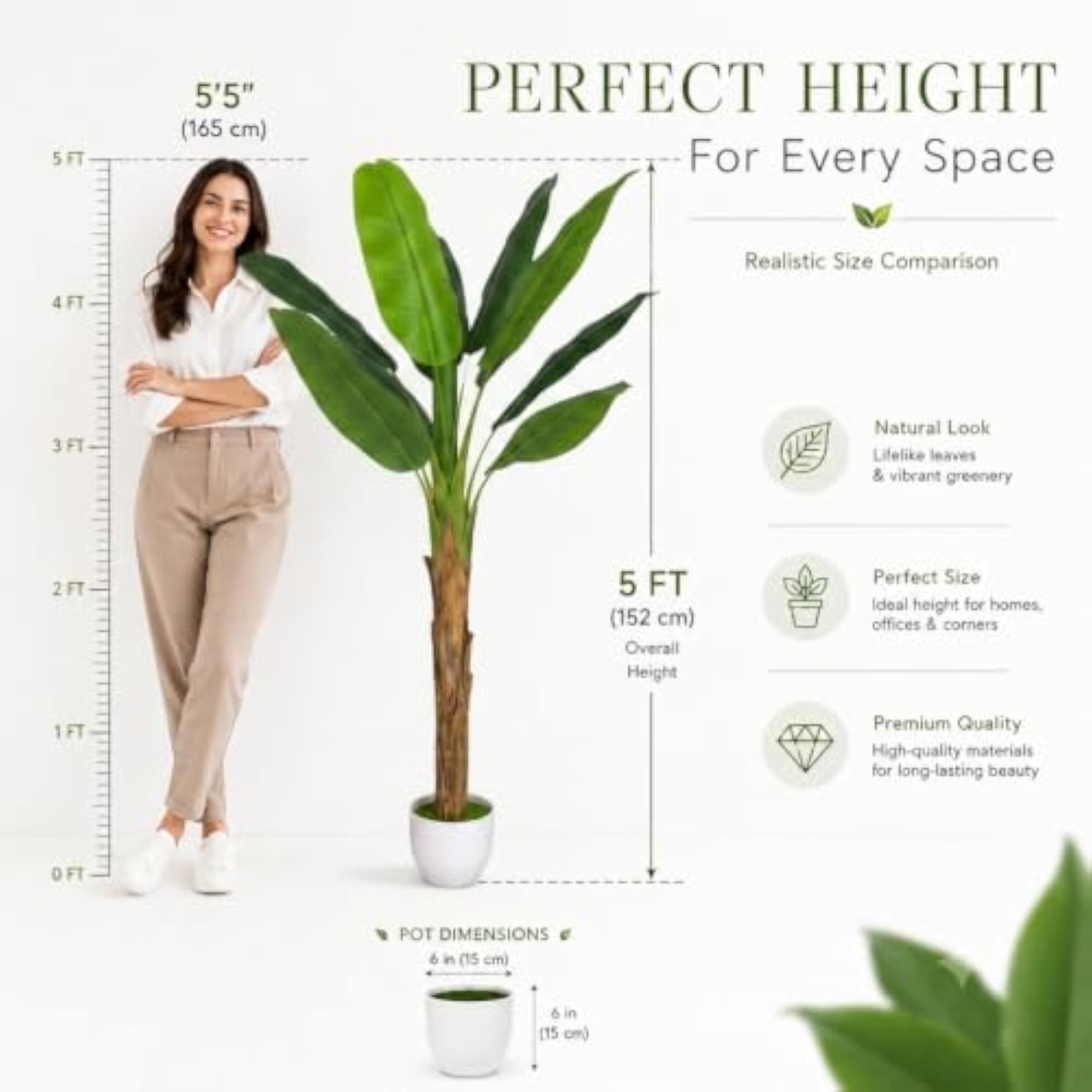 Artificial Banana Tree with Pot, 5 Feet