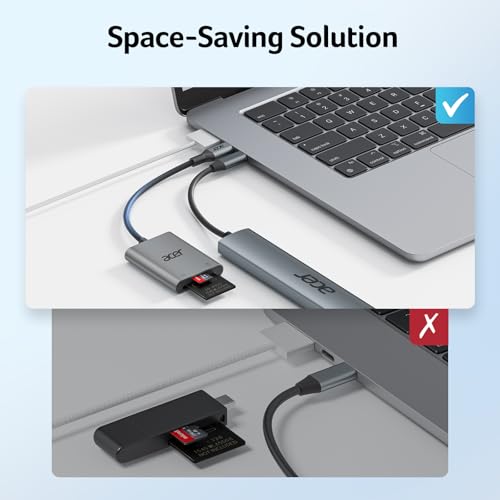 Acer SD Card Reader USB C, Dual Slots Type C to Memory Card Reader, Aluminum Micro SD Card Camera Adapter for MicroSD, SDHC, SDXC, Compatible with iPhone16/15, MacBook, iPad Pro, Android, Laptop image 4