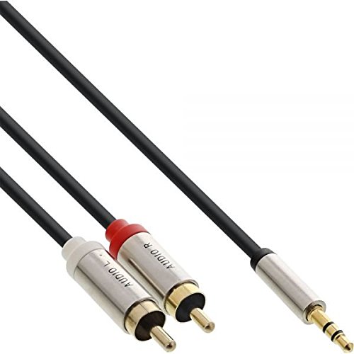 10er Set WireThinX Slim Audio Kabel Klinke 3,5 mm Stecker / 2 x Cinch Stecker (rot/weiß), vernickelte Metallstecker mit vergolden Kontakte, Stereo, 0,5 m