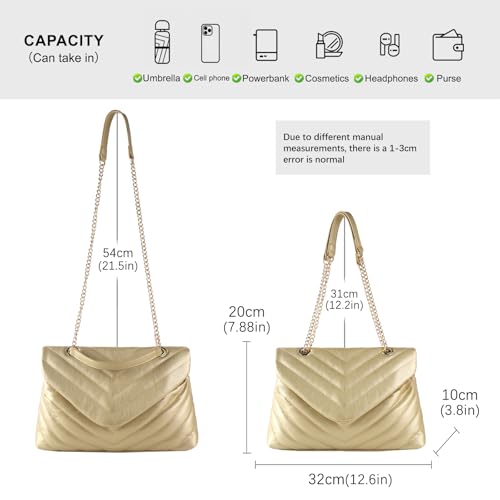 Image of Women Shoulder Bag, Fashionable Quilted Vegan leather Crossbody Purses with Adjustable Chain Designer Purses