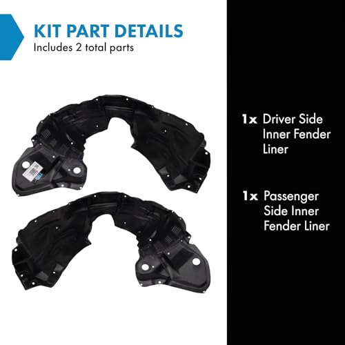 Image of TRQ Front Driver and Passenger Side Inner Fender Liner Set Compatible with 2014-2018 Toyota Highlander V6 3.5L