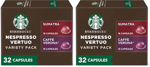 Image of Starbucks by Nespresso Vertuo, Dark Roast Variety Pack Coffee, 32-count Coffee Pods, Brews 7.8 oz. (Pack of 2)