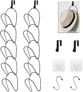 LINFIDITE 10 Pack Hat Rack Hanger Holder Organiser Closet Hanging Baseball Cap Display Storage Rack for Scarves Handbags Towels Clothes Ties Over Door Wall Mounted w Hanging Hook Black