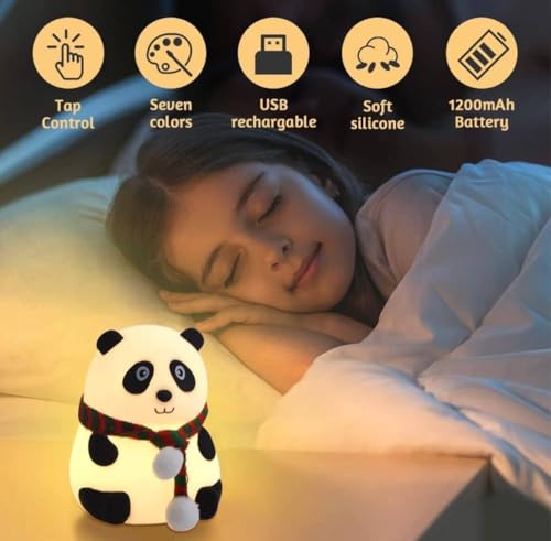 Image of COEUS Cute Panda | Soft Silicon | USB & Rechargeable | 7 Colours Changing | Table Lamp