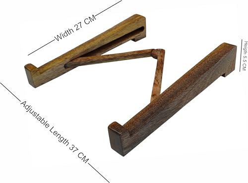 Image of Foldable Laptop Stand, Handcrafted Wooden Laptop Stand for Desk with Length Adjustment and Laptop Riser that Works with I Pad MacBook Pro and Other HP and Dell Devices 15.6 inches Natural
