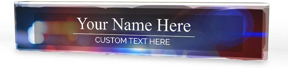 Signs ByLITA Law Enforcement Nameplate (Police, Sheriff, Security) Customized Police Lights | Personalized Acrylic Desk Sign (2 x 10")