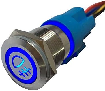 ESUPPORT 12V Car Vehicle Blue LED Light Fog Push Button Metal Toggle Switch Socket Plug 19mm Wire