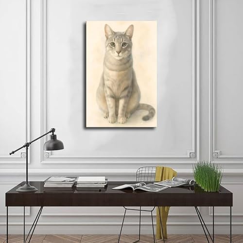 Poster chat tigré gris aquarelle : déco idéale de chambre - 3