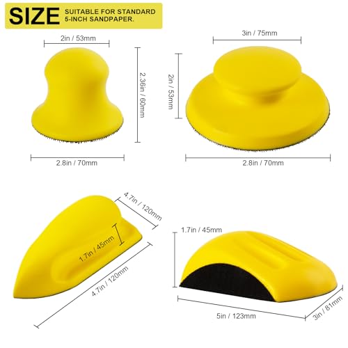 Schleifklotz Handschleifblock mit Klett Handschleifer Runde und Mausförmiges für Schleifscheiben Handschleifer 5 Zoll 2 Stück Schleifpapierblock (5 Zoll-2 Round & Mouse-shaped Pieces)