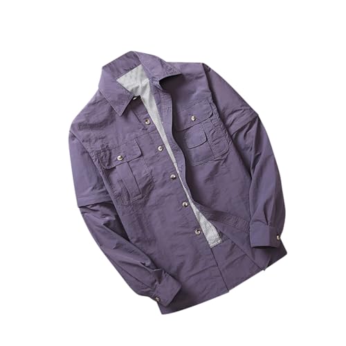 Men 2 Piece Outfits Long Sleeve Button Down Cargo Shirt and Convertible Zip Off Pants Sets Military Tactical Suit Set3