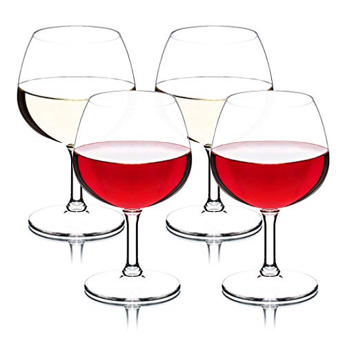 Michley Unbreakable Stemmed Wine Glasses, 100% Tritan Plastic Brandy Snifter Glasses, Bpa-Free & Dishwasher Safe, Shatterproof Plastic Wine Glasses 8.8 Oz, Set Of 4 #TOP13