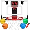 Mini Basketball Hoop Set for Kids Adults Indoor Play Wall Mount Basketball Hoop for Door with 4 Small Replacement Toddler Basketballs ABS Backboard Metal Rim Goal Sport Gifts for Pool Game Fun
