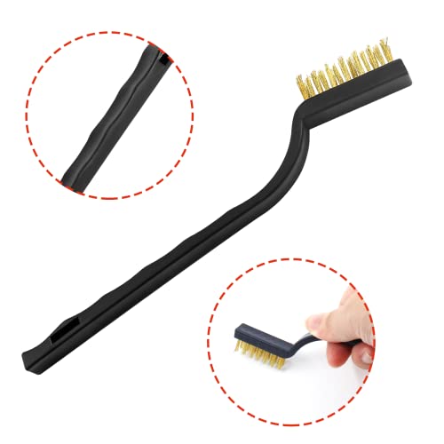 Image of 20 Pcs Wire Brush Set Metal Bristle Brush Small Stainless Steel Brush Set Nylon Bristle Brush for Cleaning Dross, Stains, Rust Spots(Silvery Golden)
