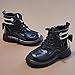 Girls Side Zipper 𝐂ombat 𝐏atent Ankle Dress Boots Stylish Shoes L𝐚ce Up High Top Fashion 𝗪aterproof Boots (Black, 26)
