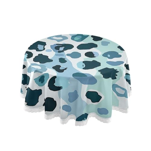 Nappe de table ronde moderne bleu léopard lavable en machine 152cm - 2