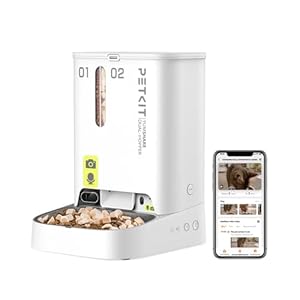 PETKIT Futterautomat Katze 2 Näpfe Mit Kamera, Futterautomat Katze,5L Katzen Futterautomaten,Automatischer Futterspender für Katze und Hund,KI Funktion,1-10 Mahlzeiten/Tag, 1-30 Portionen