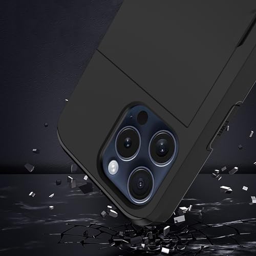 Coque iPhone 15 Pro 5G avec protège-écran en verre et étui portefeuille rigide 6,1 pouces