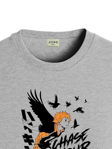 Image of ADRO Men's Cotton Comfort Fit Anime T Shirt - Premium Printed Haikyuu Tshirt - Perfect for Haikyuu Fans Print and Comfortable Fit T-Shirt