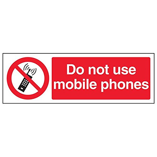 VSafety No Mobile Phones - Cartello di proibizione con logo quadrato