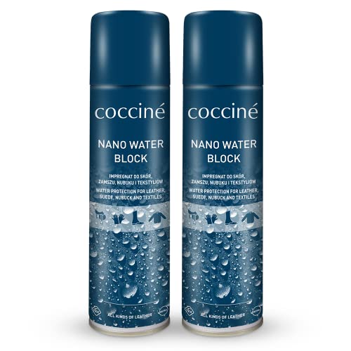 Cocciné - Nano Water Block, 2x400 ml Imprägnierspray für Schuhe, Universal Imprägnierspray für Leder, Textilien, Nubukleder und Velours, Wasserdicht, Farblos